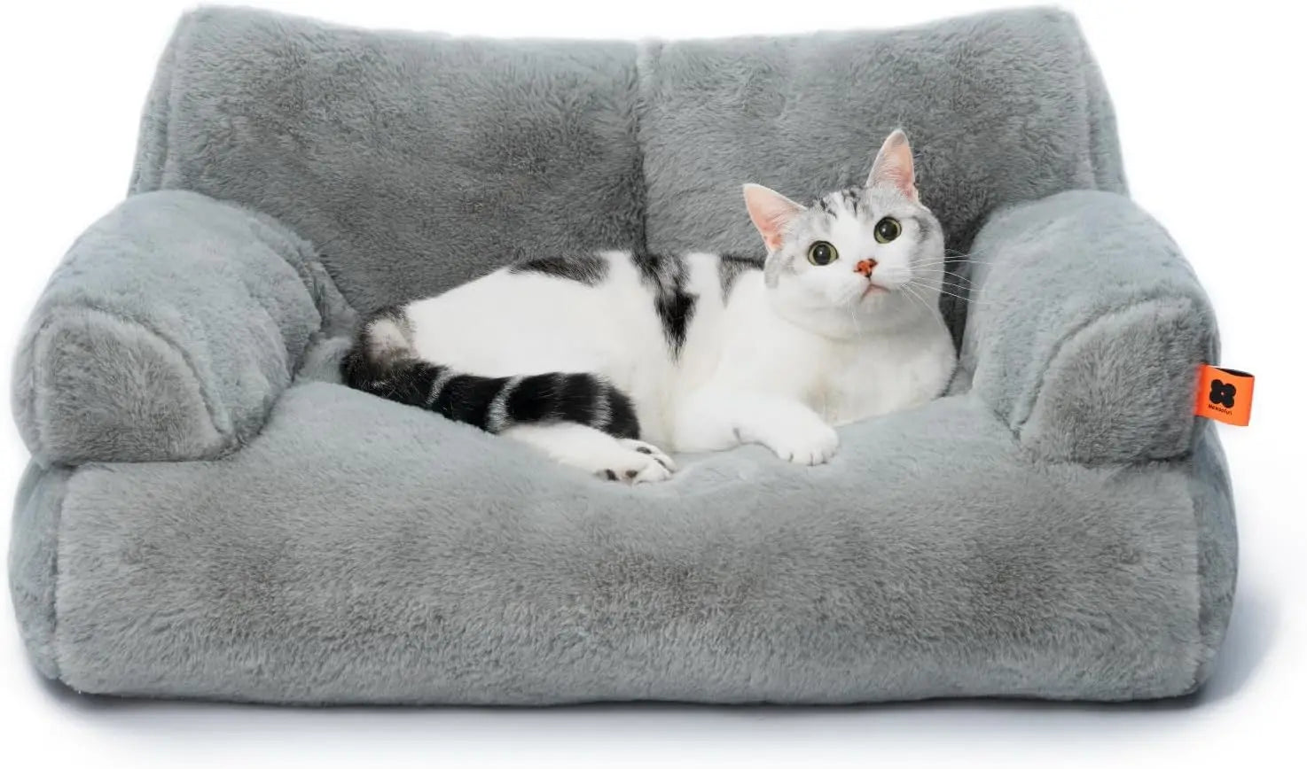 Pet Couch Bed, Washable Cat Beds for Medium Small Dogs & Cats up to 25 Lbs, Dog Beds with Non-Slip Bottom, Fluffy Cat Couch