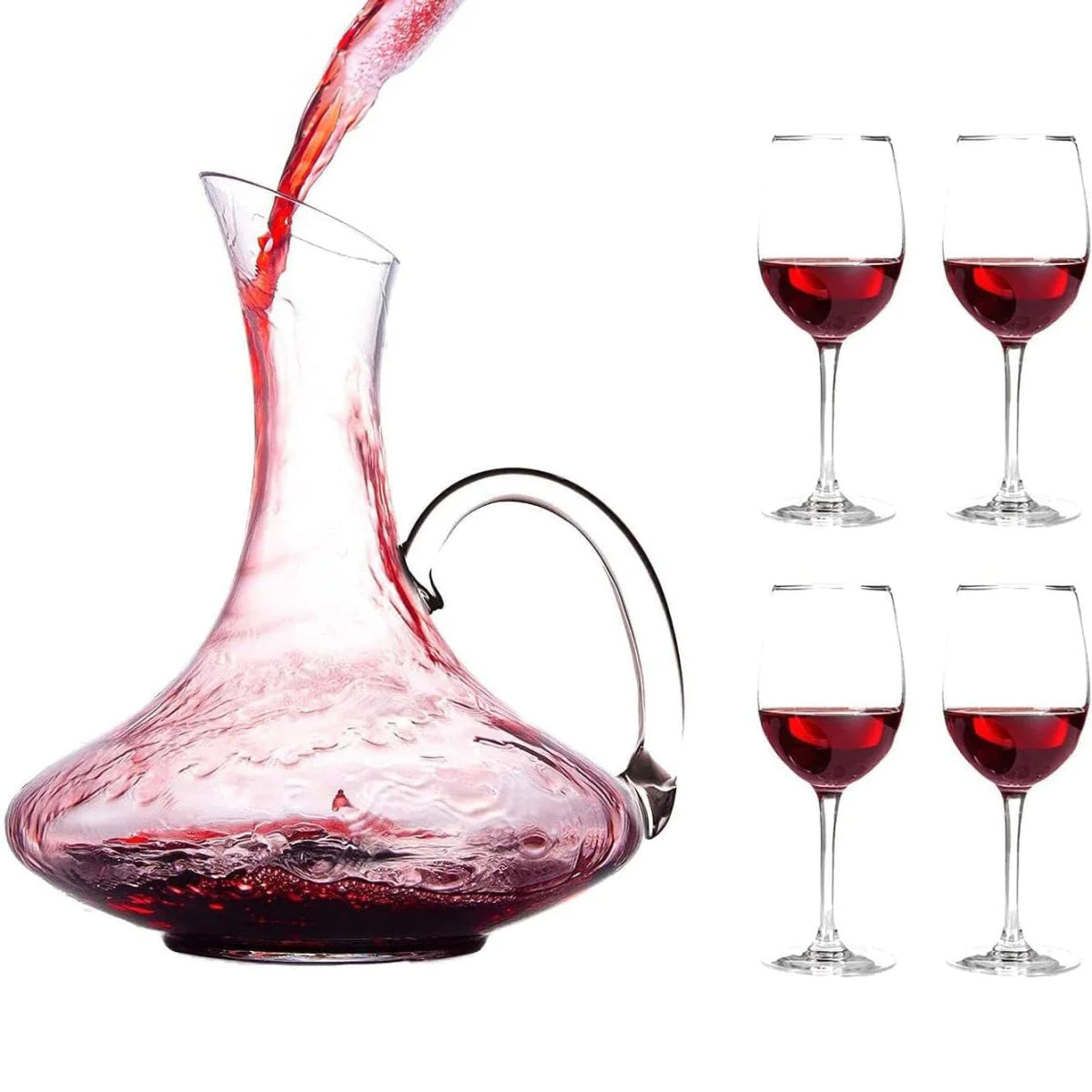 Elegant 61-Ounce Wine Decanter Set with Aerator and Stemmed Glasses