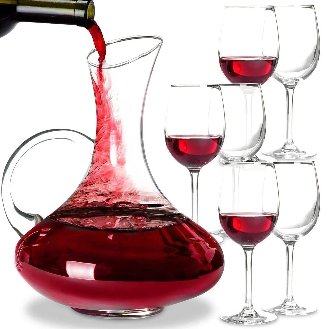 Elegant 61-Ounce Wine Decanter Set with Aerator and Stemmed Glasses