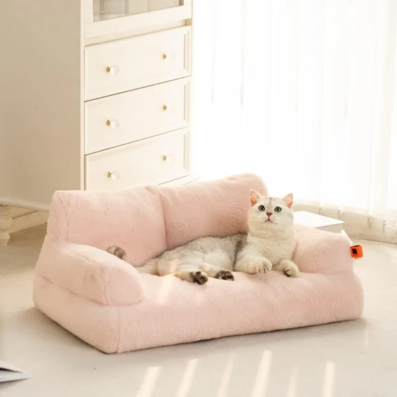 Pet Couch Bed, Washable Cat Beds for Medium Small Dogs & Cats up to 25 Lbs, Dog Beds with Non-Slip Bottom, Fluffy Cat Couch