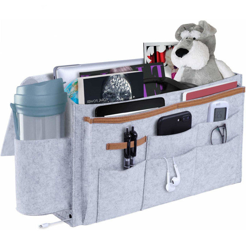 Grey Bedside Felt Storage Bag