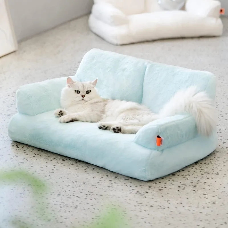 Pet Couch Bed, Washable Cat Beds for Medium Small Dogs & Cats up to 25 Lbs, Dog Beds with Non-Slip Bottom, Fluffy Cat Couch