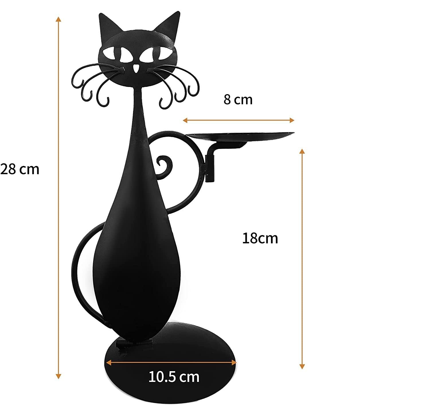 Black Cat Candlestick Metal Cat Decorative Candle Holder Pendant