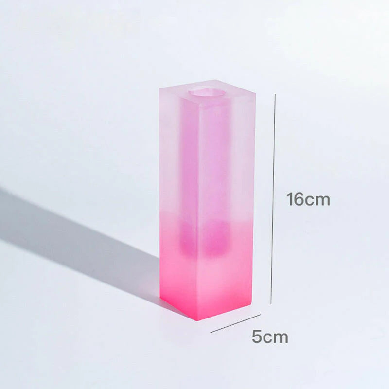 Acrylic Color Gradient Rectangle Glass Pillar Vase