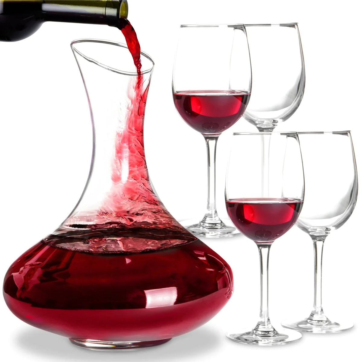 Elegant 61-Ounce Wine Decanter Set with Aerator and Stemmed Glasses