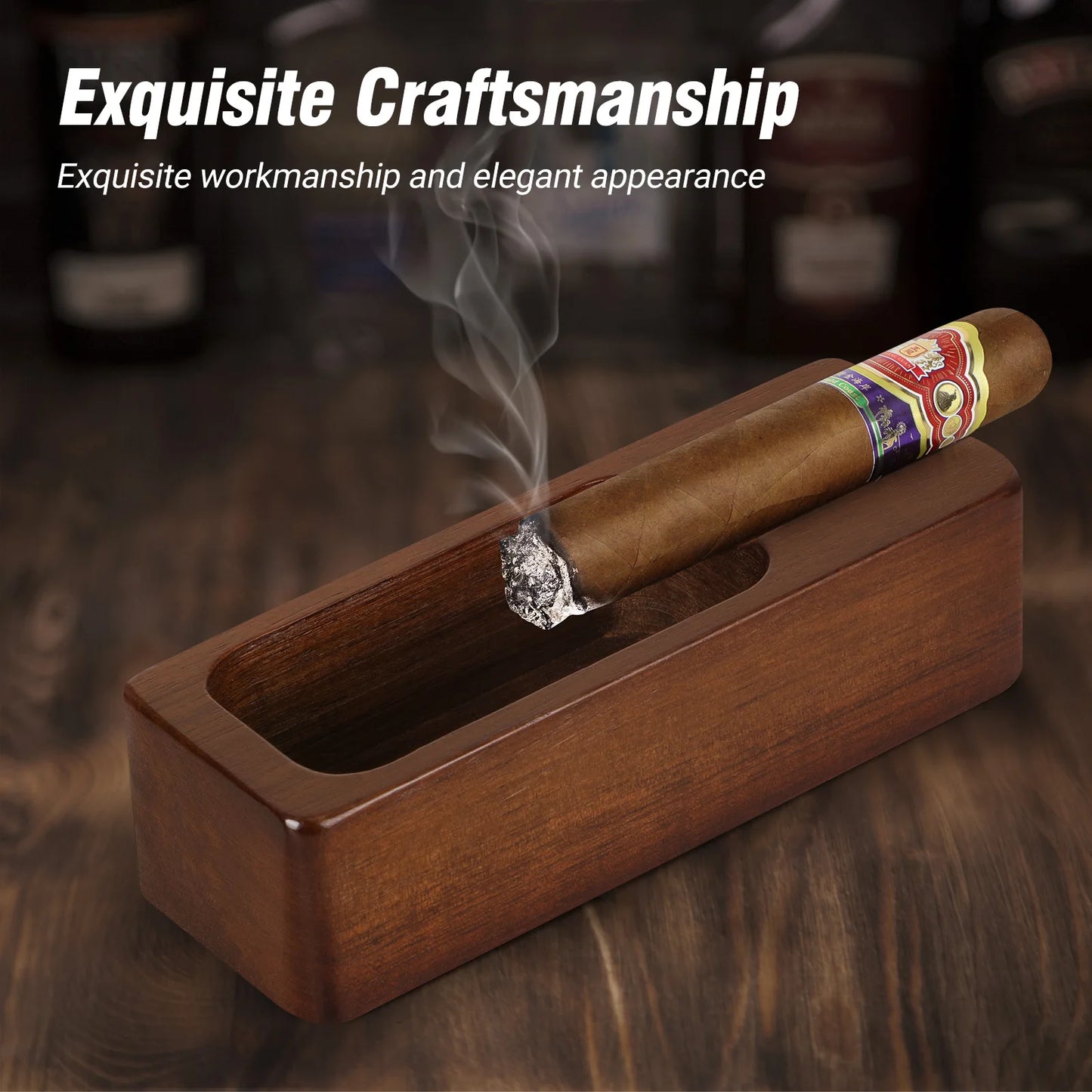 Cigar Ashtray Wooden Ashtrays Smokers Outdoor Home Office Decoration Useful Ashtray Portable Travel Ashtray Smoking Lover'S Gift