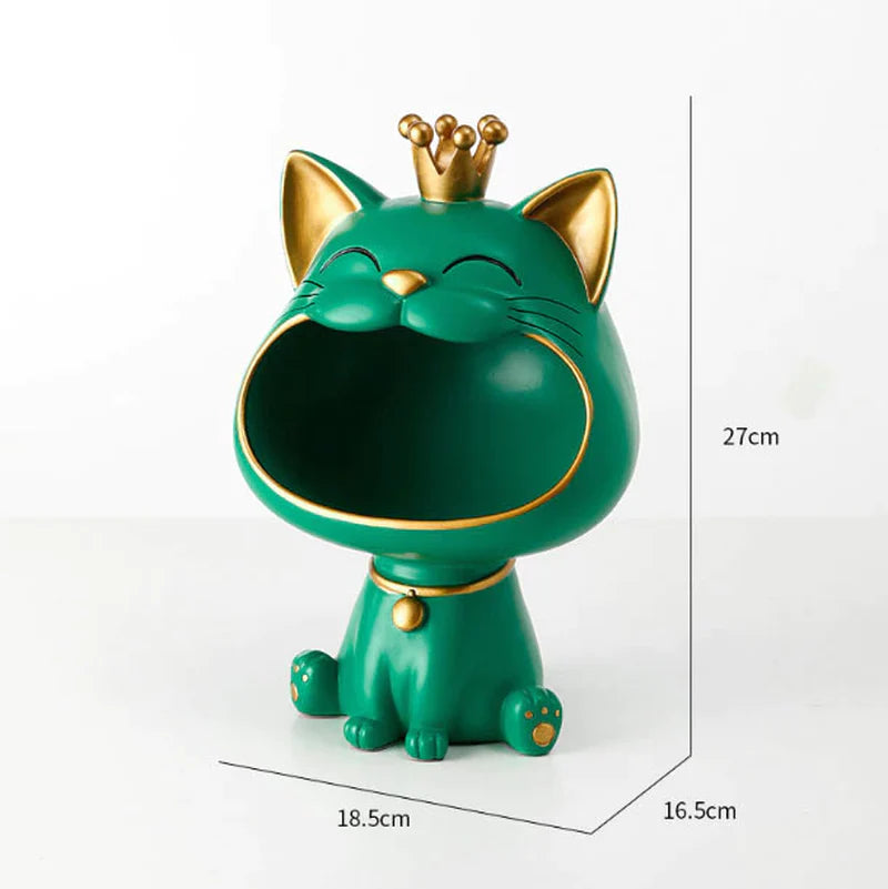 ERMAKOVA Lucky Cat Statue Sculpture Table Decoration Miniature Figurine Sundries Storage Box Modern Living Room Desk Home Decor