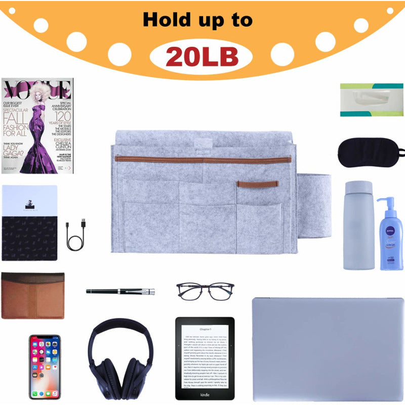 Grey Bedside Felt Storage Bag