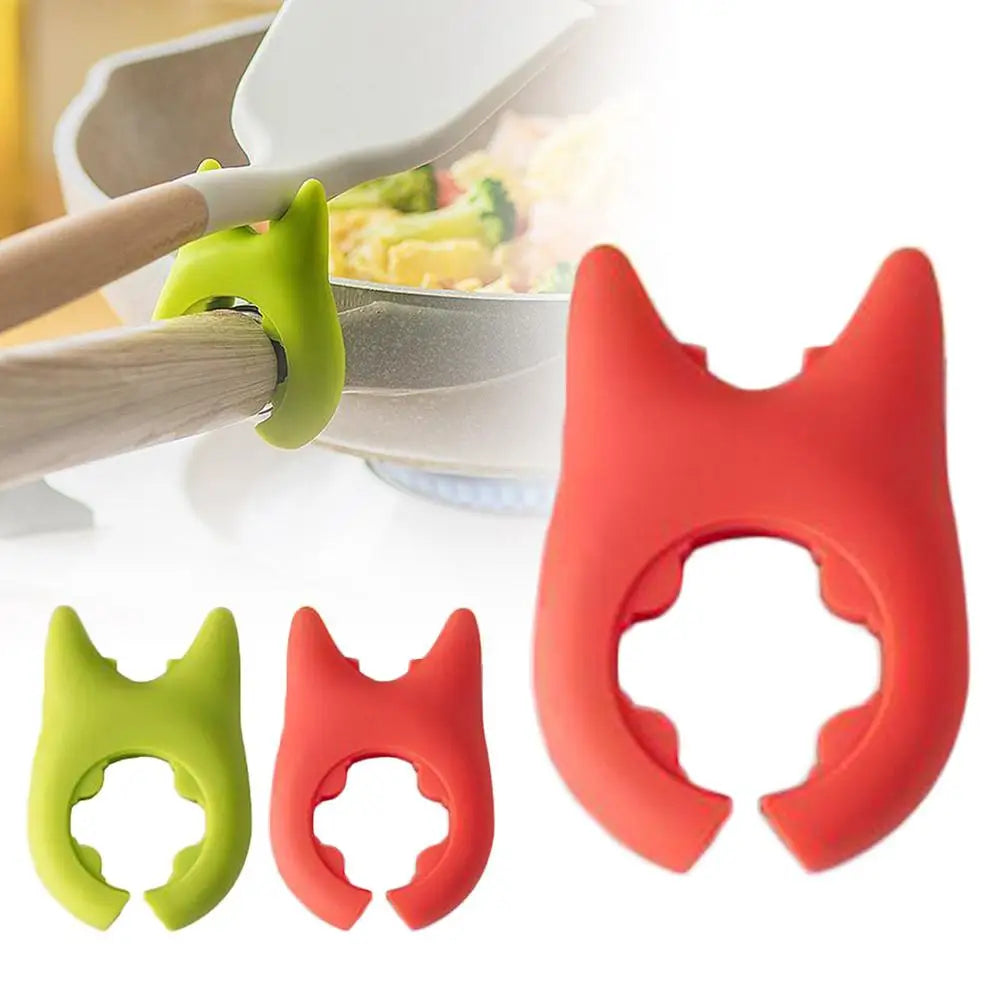 Portable Silicone Anti-Overflow Pot Lid Clip Anti-Scalding Spoon Holder Support Rack Kitchen Universal Spatula Bracket Clip